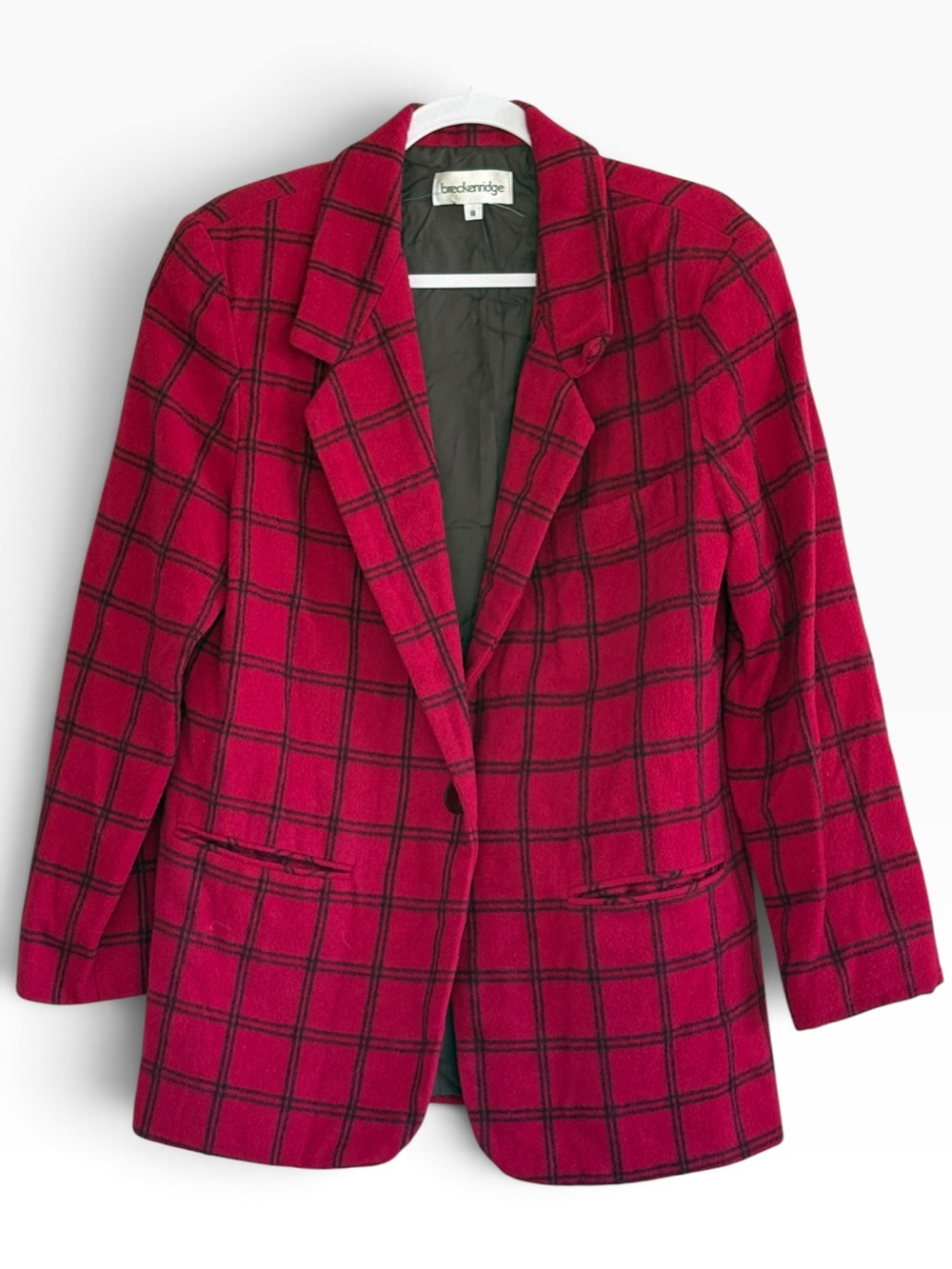 Vintage Breckenridge Plaid Single-Breasted Silhouette Blazer Jacket Size 8